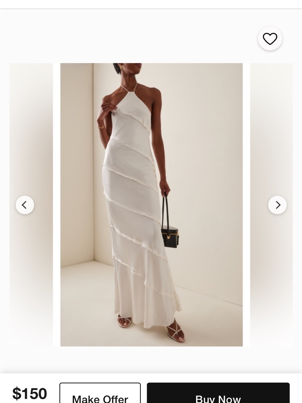 White Halter Maxi Dress with Diagonal Ruffle Detail